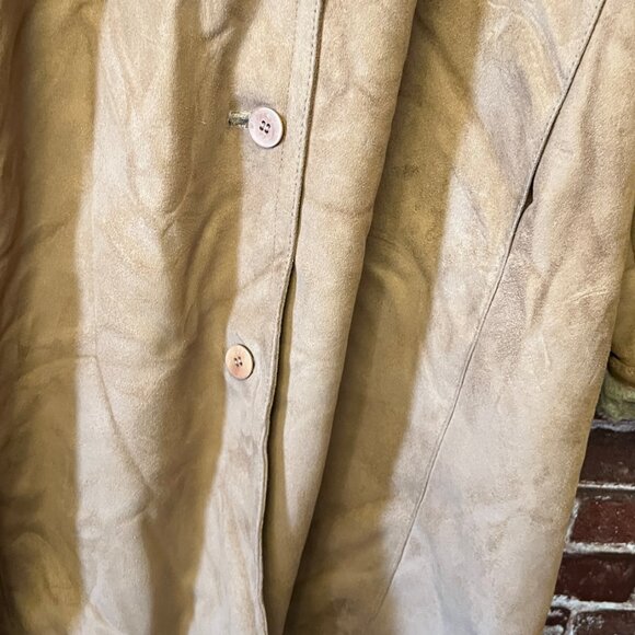 Anne Klein Faux Suede & Shearling Hooded Mid-Length Coat - Camel/Tan - MD - Picture 2 of 12